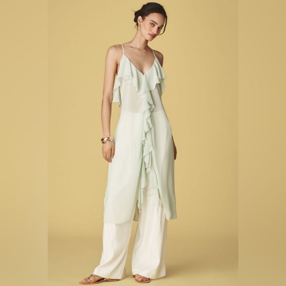 NWT Anthropologie Maxi Ruffle Halter Top in Mint Green